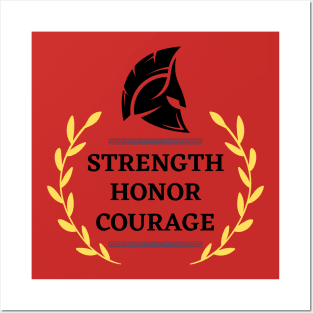 Spartan Motto - "Strength, Honor, Courage" - Greek Design Posters and Art